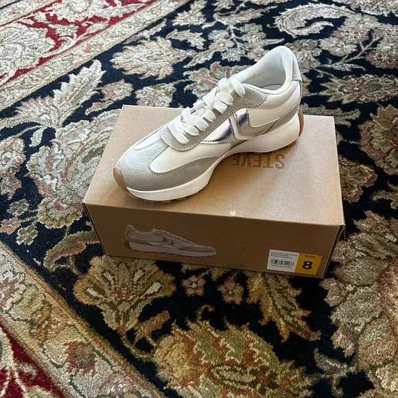 Steve Madden Women's Silver and Cream Sneakers - Picture 3 of 3